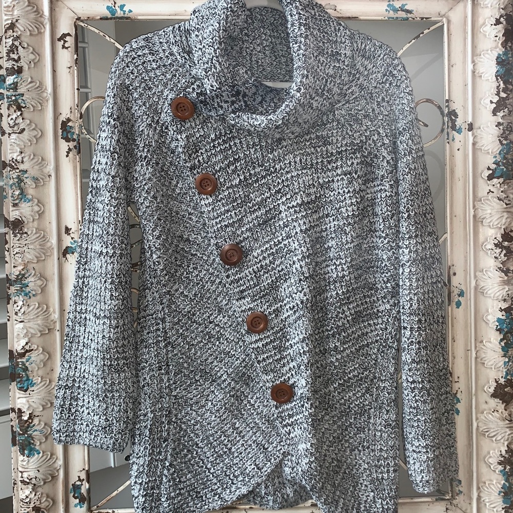 Women’s Turtle Cowl Neck Asymmetric Sweater